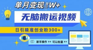 无脑搬运视频号可批量复制,新手即可操作,日引精准创业粉300+,月变现过W 【揭秘】-Xiaobei云