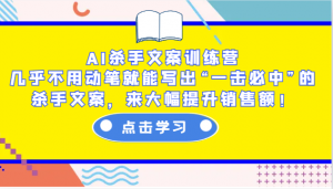 AI杀手文案训练营:几乎不用动笔就能写出“一击必中”的杀手文案,来大幅提升销售额!-Xiaobei云