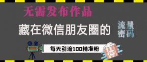藏在微信朋友圈的流量密码，无需发布作品，单日引流100+精准创业粉【揭秘】-Xiaobei云