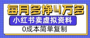 小红书虚拟资料项目,0成本简单复制,每个月多挣1W【揭秘】-Xiaobei云
