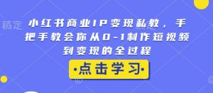 小红书商业IP变现私教,手把手教会你从0-1制作短视频到变现的全过程-Xiaobei云