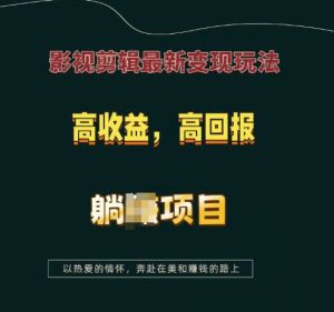 影视剪辑最新变现玩法，高收益，高回报，躺Z项目【揭秘】-Xiaobei云