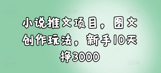 小说推文项目，图文创作玩法，新手10天挣3000-Xiaobei云