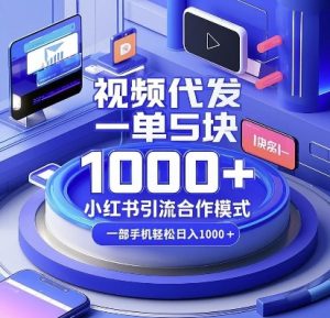 视频代发,一单5块,小红书引流合作模式,一部手机轻松日入多张【揭秘】-Xiaobei云