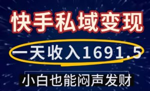 一天收入1691.5,快手私域变现,小白也能闷声发财-Xiaobei云
