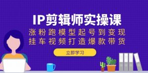 IP剪辑师实操课:涨粉跑模型起号到变现,挂车视频打造爆款带货-Xiaobei云