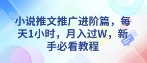 小说推文推广进阶篇，每天1小时，月入过W，新手必看教程-Xiaobei云