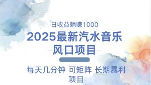 2025最新汽水音乐躺赚项目 每天几分钟 日入1000＋-Xiaobei云