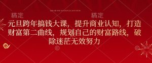 元旦跨年搞钱大课,提升商业认知,打造财富第二曲线,规划自己的财富路线,破除迷茫无效努力-Xiaobei云