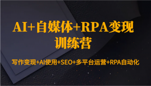 AI+自媒体+RPA变现训练营：写作变现+AI使用+SEO+多平台运营+RPA自动化-Xiaobei云