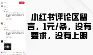 小红书评论区留言,1元条,没有要求,没有上限-Xiaobei云