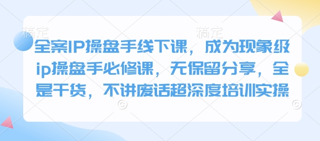 全案IP操盘手线下课，成为现象级ip操盘手必修课，无保留分享，全是干货，不讲废话超深度培训实操-Xiaobei云