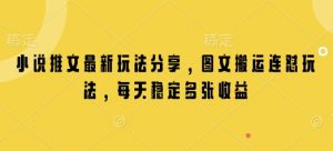 小说推文最新玩法分享，图文搬运连怼玩法，每天稳定多张收益-Xiaobei云
