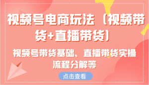 视频号电商玩法(视频带货+直播带货)含视频号带货基础、直播带货实操流程分解等-Xiaobei云