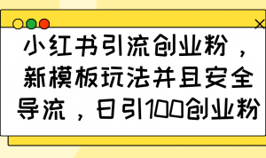 小红书引流创业粉，新模板玩法并且安全导流，日引100创业粉-Xiaobei云