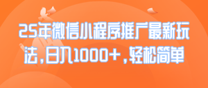 25年微信小程序推广最新玩法，日入1000+，轻松简单-Xiaobei云