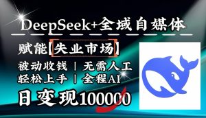 降维打击，DeepSeek+失业市场，全自动操作，结合人人刚需，单月利润轻松破100000＋-Xiaobei云
