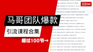 马哥团队【122节】最全项目爆款引流课程合集【持续更新】-Xiaobei云