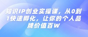 知识IP创业实操课,从0到1快速孵化,让你的个人品牌价值百W-Xiaobei云