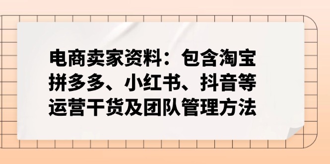 电商卖家资料：包含淘宝、拼多多、小红书、抖音等运营干货及团队管理方法-Xiaobei云