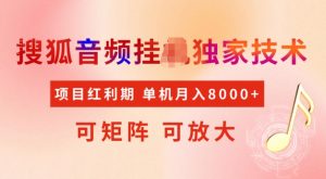 首发搜狐音频挂JI,项目红利期,可矩阵可放大,稳定月入5k【揭秘】-Xiaobei云