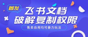 首发飞书文档破解复制权限，售卖自用均可暴力玩法-Xiaobei云