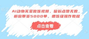 AI动物买菜做饭视频，吸粉点赞无数，橱窗带货5000单，喂饭级操作教程-Xiaobei云