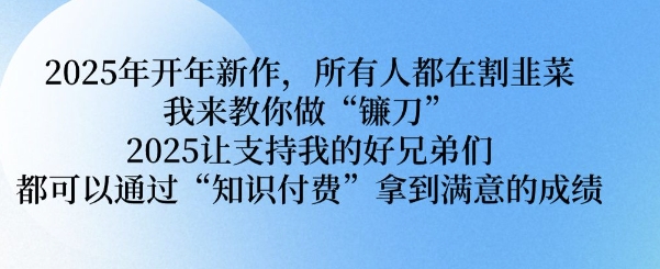 2025年开年新作，所有人都在割韭菜，我来教你做“镰刀” 2025让支持我的好兄弟们都可以通过“知识付费”拿到满意的成绩【揭秘】-Xiaobei云