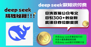 Deep seek做知识付费日洗百篇公众号文日引300+创业粉,卖课日四位数变…-Xiaobei云
