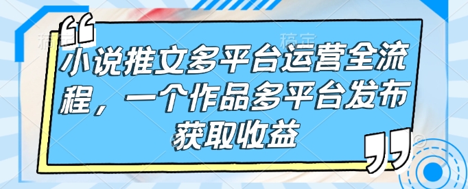 小说推文多平台运营全流程，一个作品多平台发布获取收益-Xiaobei云