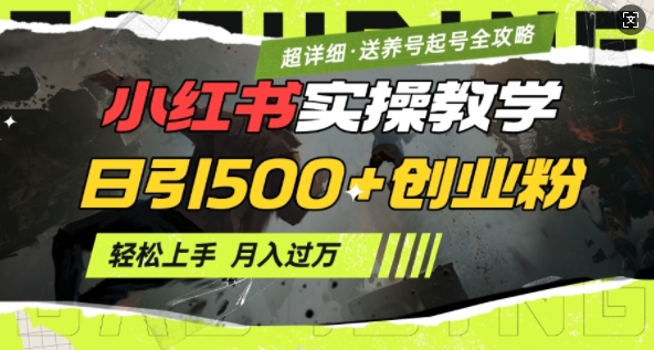 2月小红书最新日引500+创业粉实操教学【超详细】小白轻松上手，月入1W+，附小红书养号起号SOP-Xiaobei云