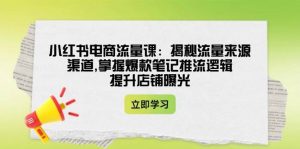 小红书电商流量课：揭秘流量来源渠道,掌握爆款笔记推流逻辑,提升店铺曝光-Xiaobei云