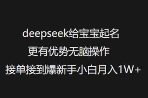 deepseek给宝宝起名更有优势无脑操作接单接到爆新手小白月入1W+-Xiaobei云