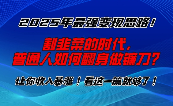 2025年最强变现思路，割韭菜的时代， 普通人如何翻身做镰刀？【揭秘】-Xiaobei云