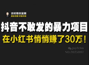 抖音不敢发的暴利项目，在小红书悄悄挣了30W-Xiaobei云