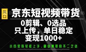 京东短视频带货，0剪辑，0选品，只上传，单日稳定变现1000+-Xiaobei云