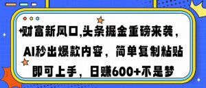 财富新风口,头条掘金重磅来袭AI秒出爆款内容简单复制粘贴即可上手，日…-Xiaobei云