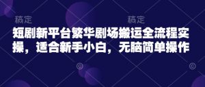 短剧新平台繁华剧场搬运全流程实操，适合新手小白，无脑简单操作-Xiaobei云