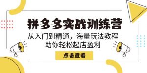 拼多多实战训练营,从入门到精通,海量玩法教程,助你轻松起店盈利-Xiaobei云
