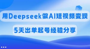 佣金45%，用Deepseek做AI短视频变现，5天出单起号经验分享-Xiaobei云