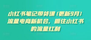 小红书笔记带货课(更新25年3月)流量电商新机会，抓住小红书的流量红利-Xiaobei云