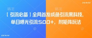 【引流必备】全网首发咸鱼引流黑科技，单日曝光引流500+，附矩阵玩法【揭秘】-Xiaobei云