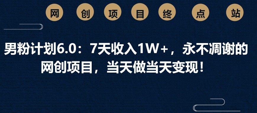 男粉计划6.0：7天收入1W+，永不凋谢的网创项目，当天做当天变现！-Xiaobei云