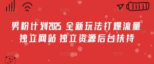 男粉计划2025 全新玩法打爆流量 独立网站 独立资源后台扶持【揭秘】-Xiaobei云