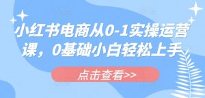 小红书电商从0-1实操运营课,0基础小白轻松上手-Xiaobei云