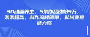3D动画养生，5条作品涨粉5万，条条爆款，制作流程简单，私域变现能力强-Xiaobei云