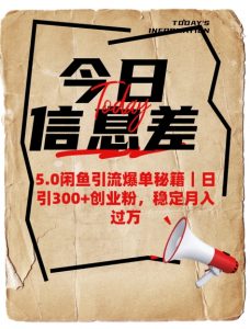 5.0闲鱼引流爆单秘籍，日引300+创业粉，稳定月入过W-Xiaobei云