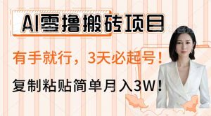 AI零撸搬砖项目玩法，有手就行，3天必起号，复制粘贴简单月入3W！-Xiaobei云
