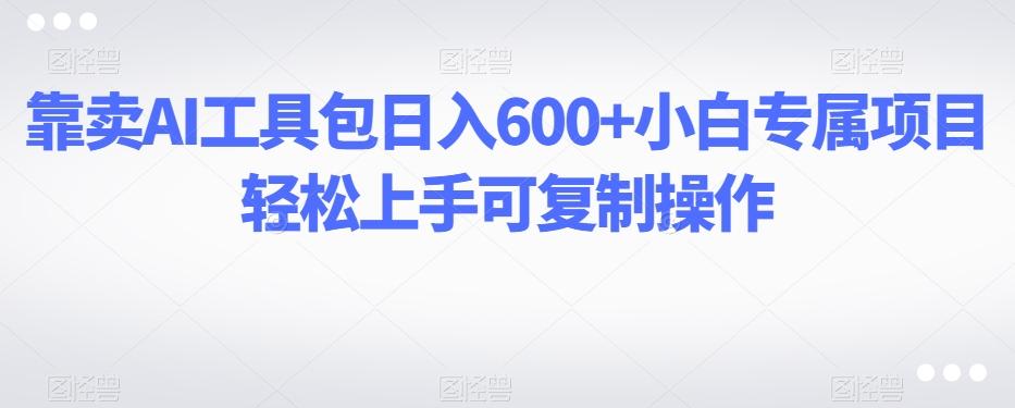 靠卖AI工具包日入600+小白专属项目轻松上手可复制操作-Xiaobei云
