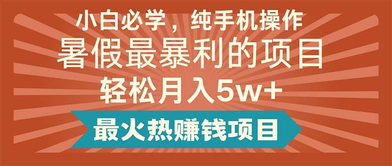 小白必学，纯手机操作，暑假最暴利的项目轻松月入5w+最火热赚钱项目-Xiaobei云